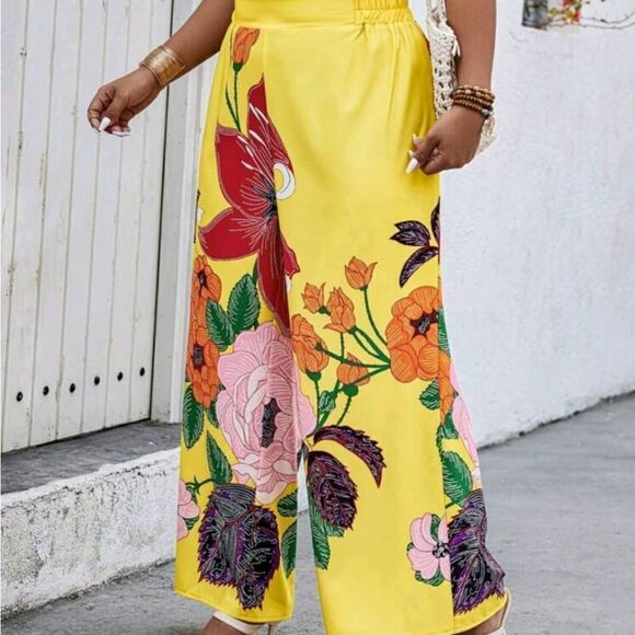 Floral Yellow Wide-Leg Pants - Picture 6 of 6